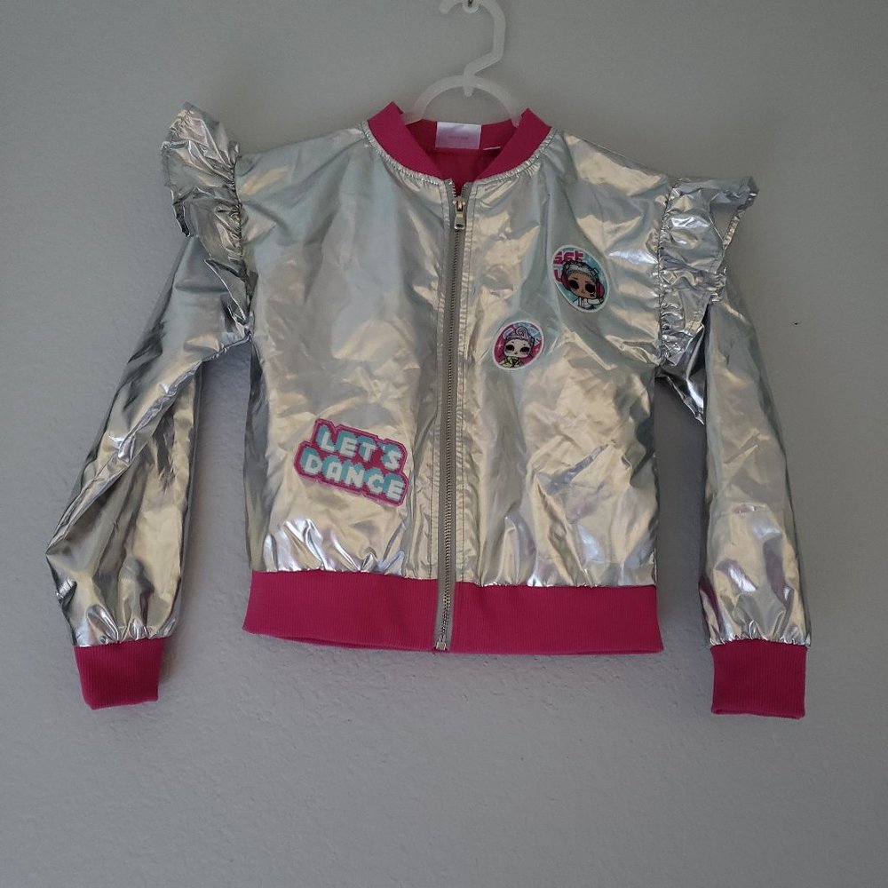 LOL SURPRISE! OMG Dolls Medium Silver Pink Full Zip Windbreaker Jacket NWOT